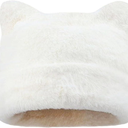 Womens Winter Beanie Hat Cute Cat/Bear Ear Hat for Women, Large Size Warm Plush Hat, Ears with Support - DIY Shapes