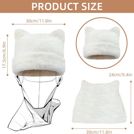 Womens Winter Beanie Hat Cute Cat/Bear Ear Hat for Women, Large Size Warm Plush Hat, Ears with Support - DIY Shapes