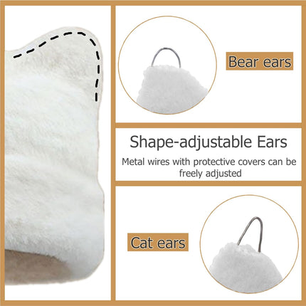 Womens Winter Beanie Hat Cute Cat/Bear Ear Hat for Women, Large Size Warm Plush Hat, Ears with Support - DIY Shapes