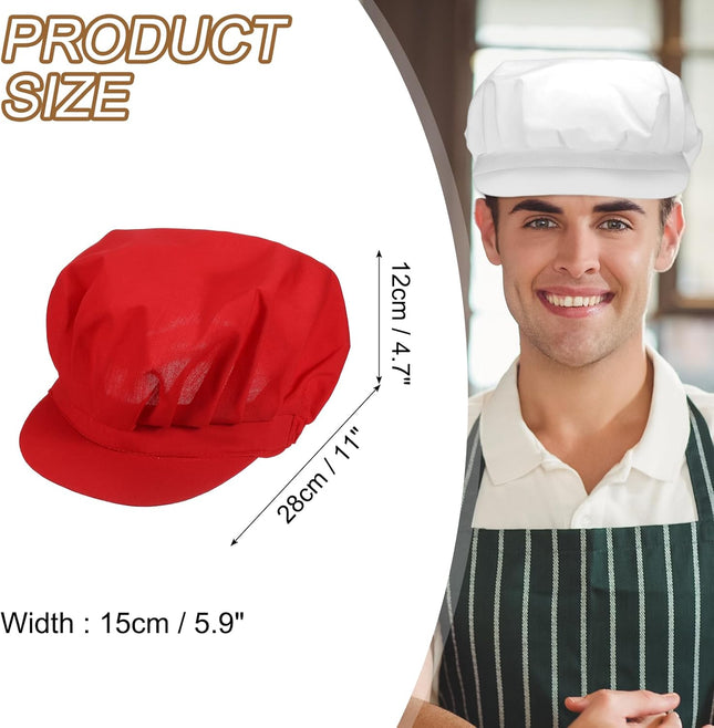Chef Hat, Adjustable Elastic Band Cotton Baker Hat for Women and Men, Full Cloth Baker Hat Food Service Hair Nets