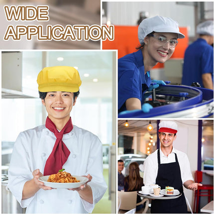 Chef Hat, Adjustable Elastic Band Cotton Baker Hat for Women and Men, Full Cloth Baker Hat Food Service Hair Nets