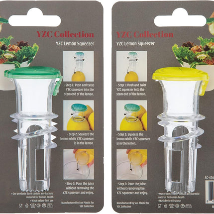 YZC Lemon Squeezer – 2-Pack Lemon-Juicer – BPA-Free Plastic Lime Juicer– Compact Juice Extractor Citrus Press with Lid – Squeeze Lime for Cocktails, Drinks