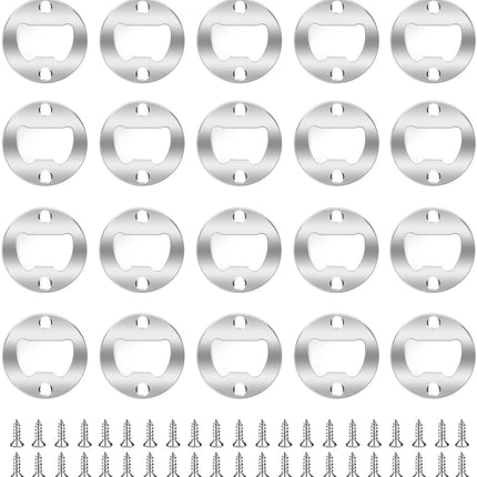 20 Set Stainless Steel Bottle Opener Insert Kits Metal Beer Bottle Opener Beer Wine Hardware Parts with 42Pcs Screws for DIY Resin Mould Kit Bottle Opener (Silver)