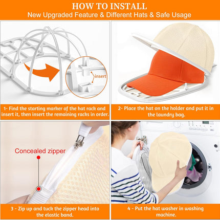 Coopahce Hat Washer for Washing Machine, Hats Cleaner for Baseball Caps, Hat Washing Cage Cap Washer, Dishwasher Hat Holder