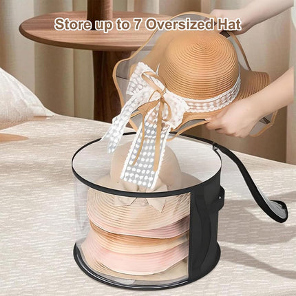 Oversized Transparent Hat Storage Bag for 5-7 Hats Men Women Portable Cowboy Hat Case with Zipper Handle Dustproof Multipurpose Organizer