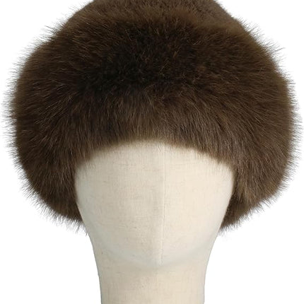 Fluffy Faux Fur Winter Hat - Soft Plush Warm Cold Weather Accessory - Brown