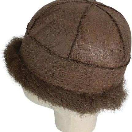 Fluffy Faux Fur Winter Hat - Soft Plush Warm Cold Weather Accessory - Brown