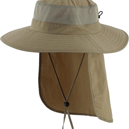 Outdoor UPF50+ Mesh Sun Hat Wide Brim Fishing Hat with Neck Flap Sun Hat for Men Women