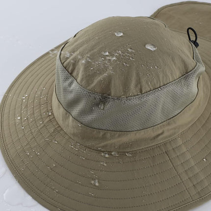 Outdoor UPF50+ Mesh Sun Hat Wide Brim Fishing Hat with Neck Flap Sun Hat for Men Women