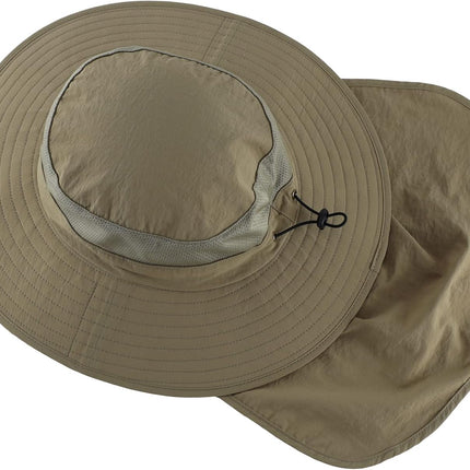 Outdoor UPF50+ Mesh Sun Hat Wide Brim Fishing Hat with Neck Flap Sun Hat for Men Women