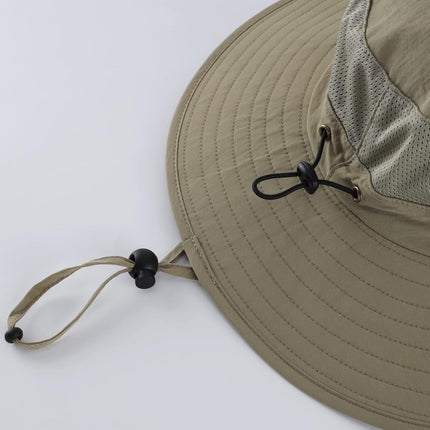 Outdoor UPF50+ Mesh Sun Hat Wide Brim Fishing Hat with Neck Flap Sun Hat for Men Women