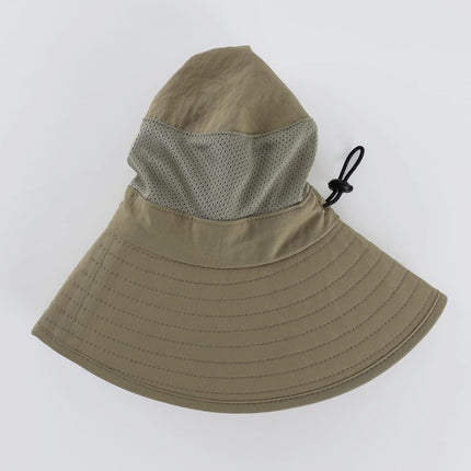 Outdoor UPF50+ Mesh Sun Hat Wide Brim Fishing Hat with Neck Flap Sun Hat for Men Women
