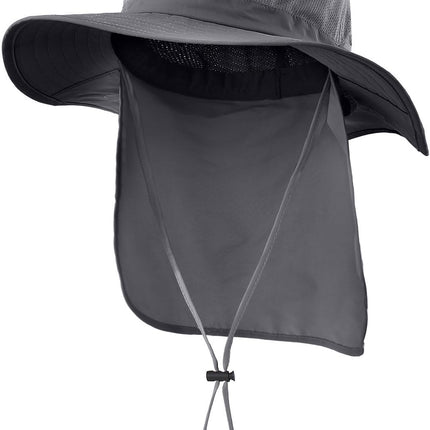Outdoor UPF50+ Mesh Sun Hat Wide Brim Fishing Hat with Neck Flap Sun Hat for Men Women