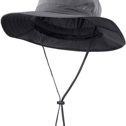 Outdoor UPF50+ Mesh Sun Hat Wide Brim Fishing Hat with Neck Flap Sun Hat for Men Women