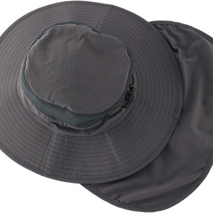 Outdoor UPF50+ Mesh Sun Hat Wide Brim Fishing Hat with Neck Flap Sun Hat for Men Women