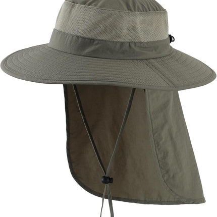 Outdoor UPF50+ Mesh Sun Hat Wide Brim Fishing Hat with Neck Flap Sun Hat for Men Women