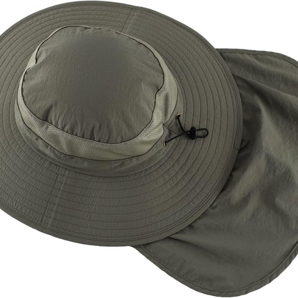 Outdoor UPF50+ Mesh Sun Hat Wide Brim Fishing Hat with Neck Flap Sun Hat for Men Women
