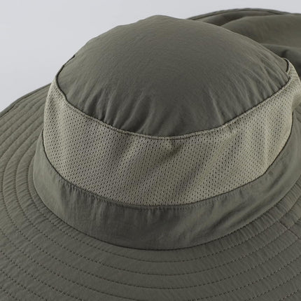 Outdoor UPF50+ Mesh Sun Hat Wide Brim Fishing Hat with Neck Flap Sun Hat for Men Women