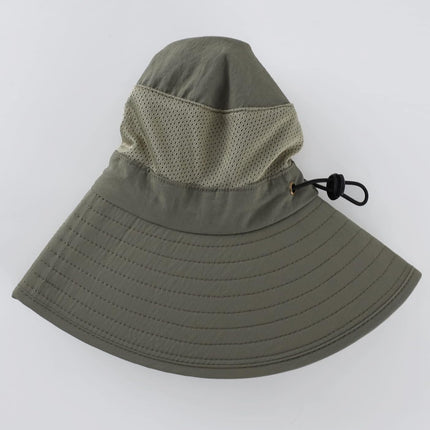 Outdoor UPF50+ Mesh Sun Hat Wide Brim Fishing Hat with Neck Flap Sun Hat for Men Women