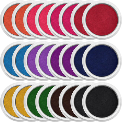 24 Pack 7 Inch Large Washable Ink Pad Set, Handprint Footprint Ink Pad, Non-Toxic Washable Stamps Pads for DIY Crafts, Card Making, Scrapbooking, Family Art Projects (12 Colors)