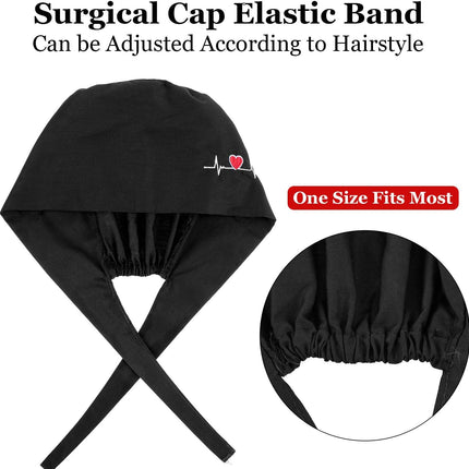 4 Pieces Working Cap with Buttons, Unisex Bouffant Working Hat with Adjustable Sweatband