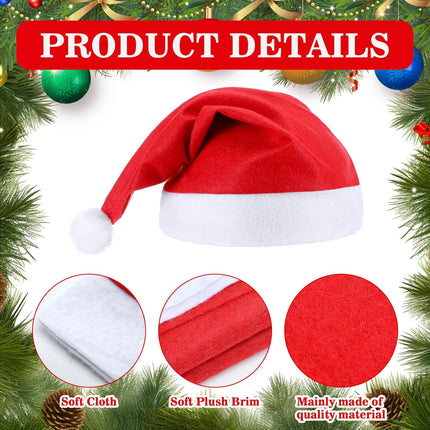 28 Pieces Christmas Red Santa Hat Xmas claus Santa plush Hat Non-woven Fabric costume hat for kids adult Christmas (12.6 x 15 Inch)