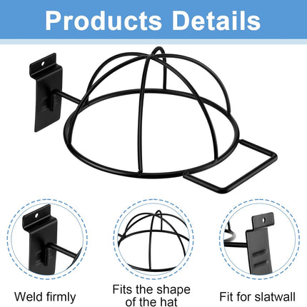 6 Pcs Slat Wall Hat Display Wire Headwear Rack Slatwall Accessories Metal Retail Display Racks for Baseball Hats Beanies Wigs Organization, Home, Retail Store, Warehouse(Black)