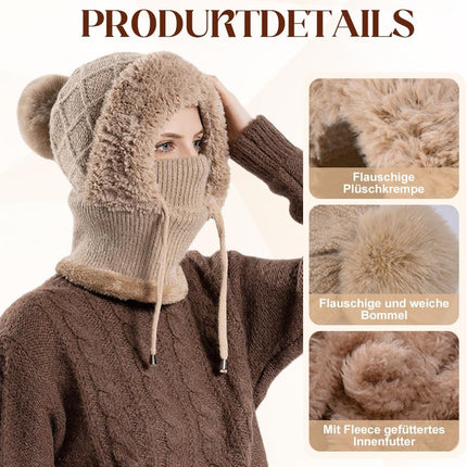 2026 New 3 in 1 Beanie Hat for Women, Upgrade Winter Balaclava Fall Winter Warm Knitted Hat Knitted Ski Scarf Mask