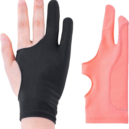 Artist Drawing Glove 3-Layer Palm Rejection [2 Pack Black and Pink]