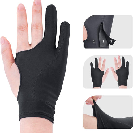 Artist Drawing Glove 3-Layer Palm Rejection [2 Pack Black and Pink]