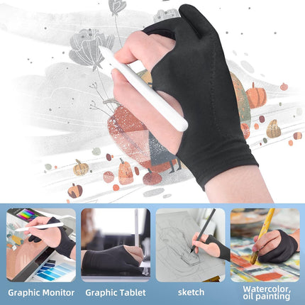 Artist Drawing Glove 3-Layer Palm Rejection [2 Pack Black and Pink]