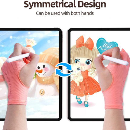 Artist Drawing Glove 3-Layer Palm Rejection [2 Pack Black and Pink]