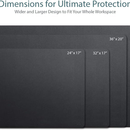 Leather Desk Pad 36" x 20",  Office Desk Mat Waterproof Black - Premium Quality - Smooth Mouse Writing Surface - Maximum Protection Dual-Sided Pu Leather Blotter for Desk Office/Home