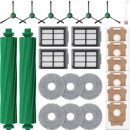 25 Pcs Replacement Parts Kit for iRobot Roomba Plus 405/505 / 507 Combo Robot Vacuum, Accessories Include 2 Main Brush, 6 Vacuum Bags, 4 Hepa Filters, 6 Mop Pads, 6 Side Brushes, 1 Cleaning Brush