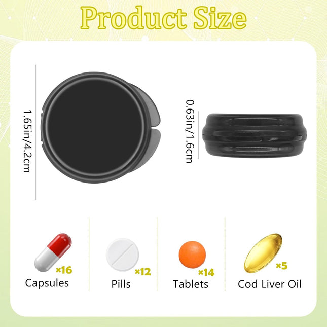 7Pcs Small Pill Box,Daily Pill Organizer Portable Travel Pill Box for Purse Pocket Mini Medicine Storage Container for Storing Fish Oil,Pills,and Vitamin Tablets(7 Colors)