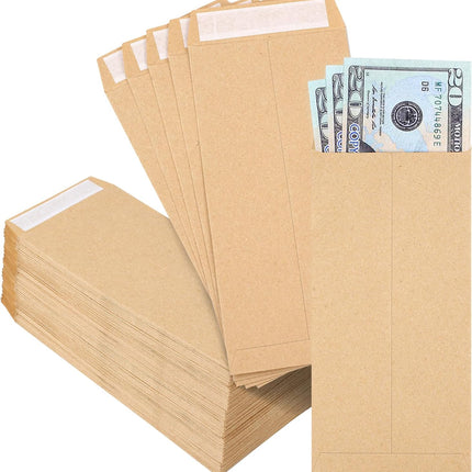 120 PCS Money Envelopes for Cash Kraft Paper, 6.5”x3.2” Small Cash Envelopes for Self-Adhesive, Money Saving Challenge Coin Envelopes for Coin, Check, Budget, Small Item Organizer