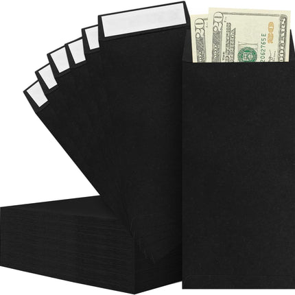BON++ Envelope Set - 120 Envelopes for Cash, Checks, & Tickets; 80GSM, 3.2x6.6 inch Black Envelopes - Perfect for Cash Challenge Savers