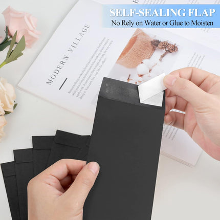 BON++ Envelope Set - 120 Envelopes for Cash, Checks, & Tickets; 80GSM, 3.2x6.6 inch Black Envelopes - Perfect for Cash Challenge Savers