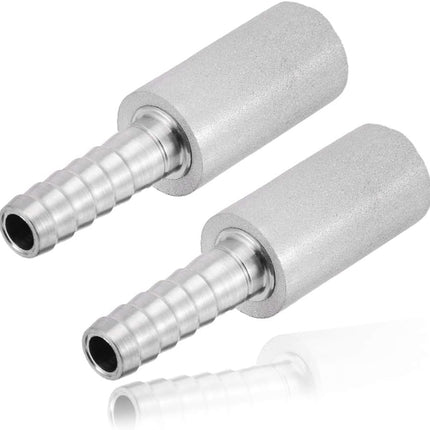 Stainless Steel Aeration Stone, 0.5 Micron Diffion Stone with 1/4" Hose Barb, Stainless Steel Aeration Oxygenation Stone Carbonating Stone for Home Brewing Beer (Pack of 2)