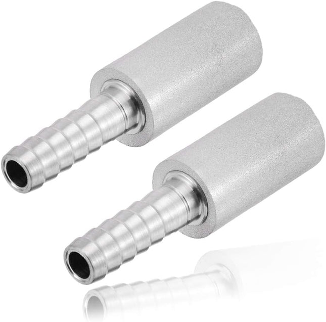 Stainless Steel Aeration Stone, 0.5 Micron Diffion Stone with 1/4" Hose Barb, Stainless Steel Aeration Oxygenation Stone Carbonating Stone for Home Brewing Beer (Pack of 2)