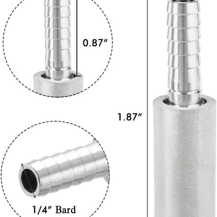 Stainless Steel Aeration Stone, 0.5 Micron Diffion Stone with 1/4" Hose Barb, Stainless Steel Aeration Oxygenation Stone Carbonating Stone for Home Brewing Beer (Pack of 2)