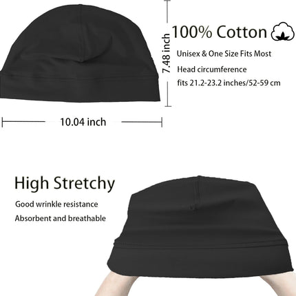 100% Cotton Skull Caps for Men Women Breathable Night Cap Sleep Hats Soft Lightweight Running Beanie Helmet Liner