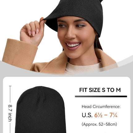 100% Cotton Beanie Hat for Men Women - Soft Unisex Winter Knit Skull Cap, Stretch Fit Fashion Fisherman Beanie