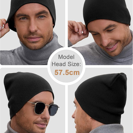 100% Cotton Beanie Hat for Men Women - Soft Unisex Winter Knit Skull Cap, Stretch Fit Fashion Fisherman Beanie