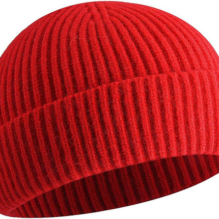 Short Fisherman Beanie for Men Women, Swag Wool Knit Cuff Trawler Skullcap,Winter Warm Hats