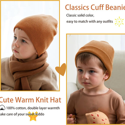 100% Cotton Toddler Beanie Hats for Baby Boys Girls Kids Infant Winter Hat Soft Warm Knit Cuffed Caps