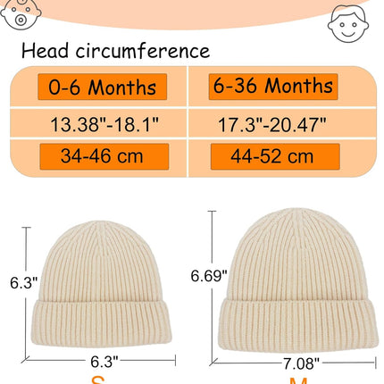 Toddler Beanie Baby Hat Boys Girls Beanies, Wool Cuffed Warm Infant Kids Winter Hats Children Knit Caps