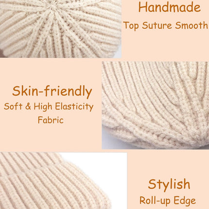 Toddler Beanie Baby Hat Boys Girls Beanies, Wool Cuffed Warm Infant Kids Winter Hats Children Knit Caps