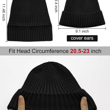 Satin Lined Wool Beanie Hat for Women Men Winter Cold, Warm Knit Fashion Cuffed Beanie Skull Cap Watch Cap
