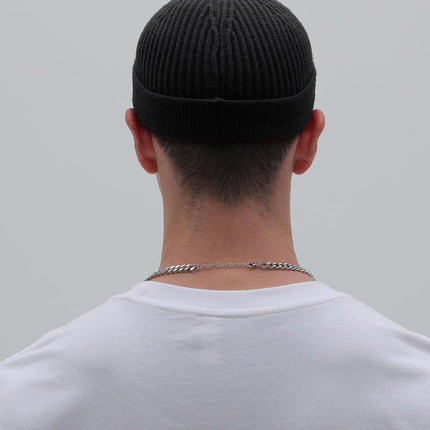 Thin Wool Fisherman Beanie for Men Women, Short Knit Cuff Trawler Watch Hats